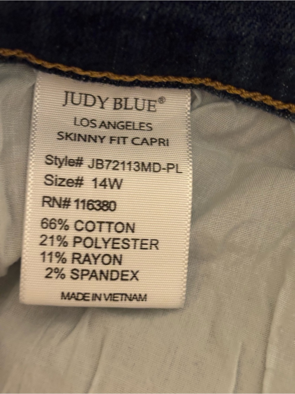 Judy Blue 14W Skinny Fit Capri Jeans Stretch Medium Wash - Picture 4 of 10